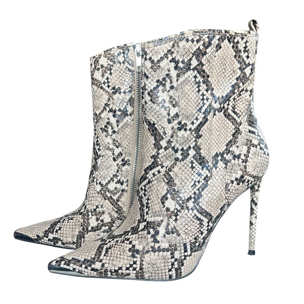 Winnie Harlow x Steve Madden 7.5 Tina Snakeskin Stiletto Ankle Boots